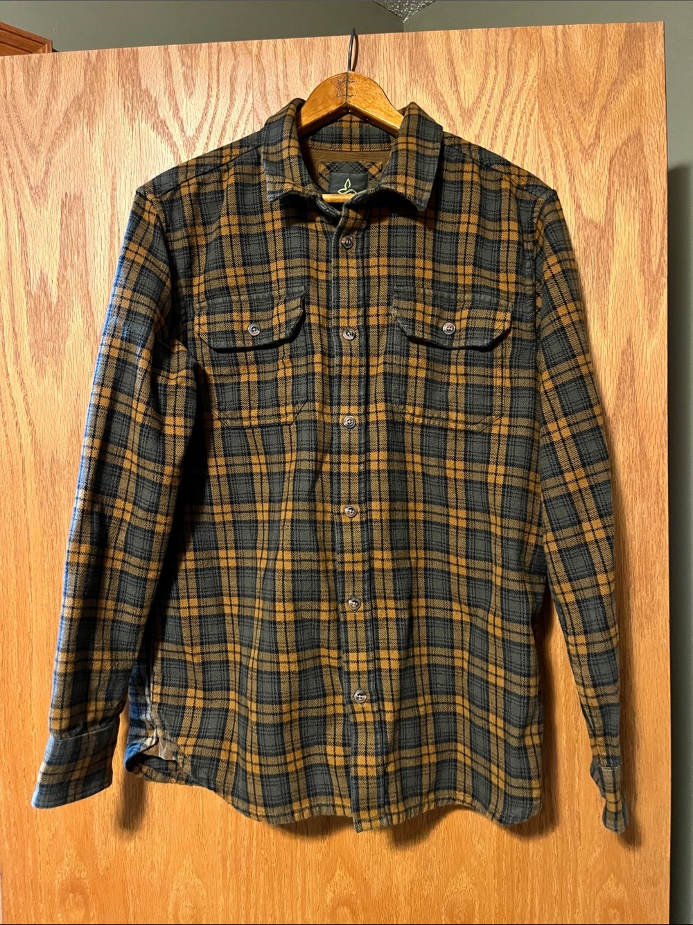 Prana Men's Plaid Button-Down Shirt - Mustard & Black